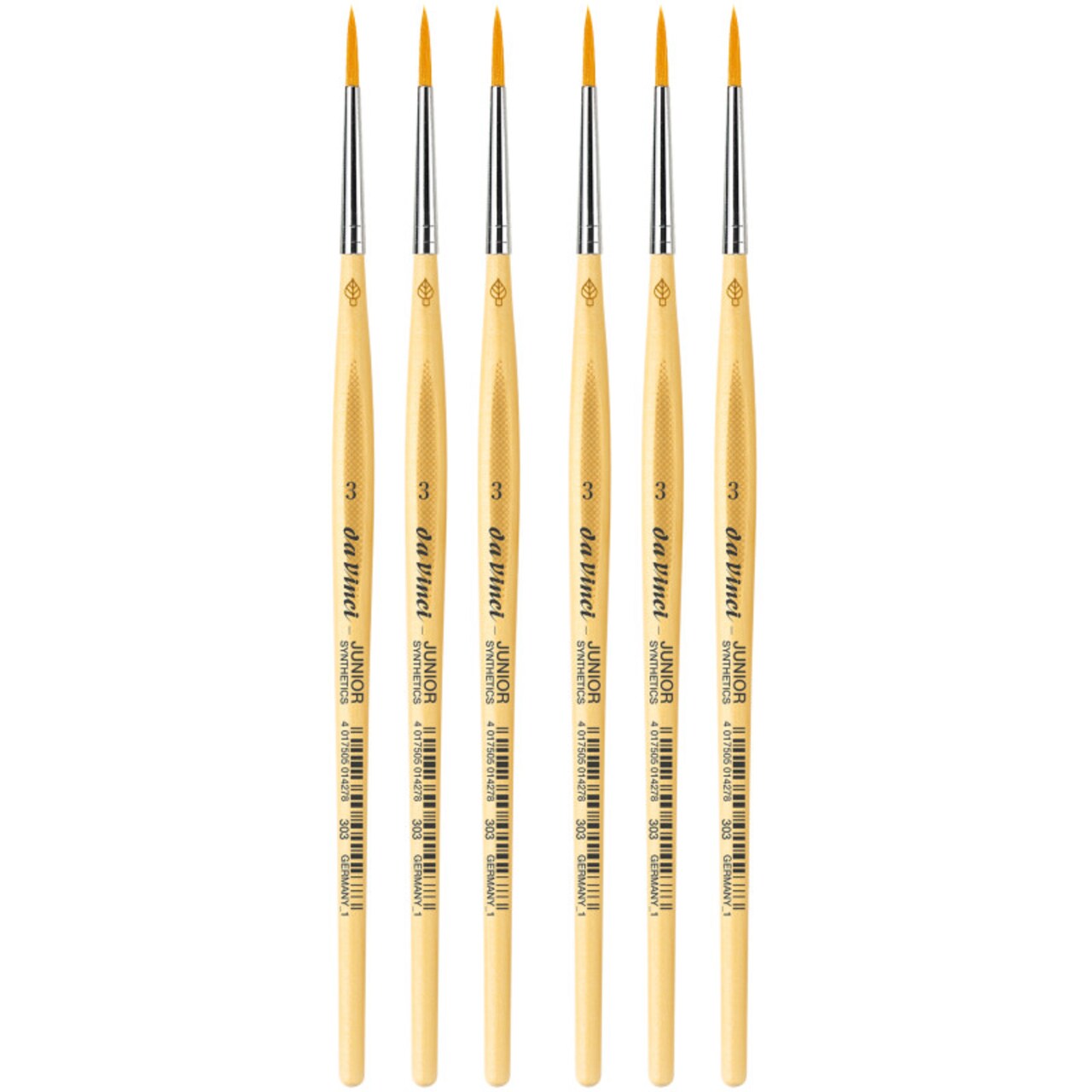 JUNIOR Synthetics Student Brush, Synthetic, Tempera, Round, Series 303, Size 3, Pack of 6